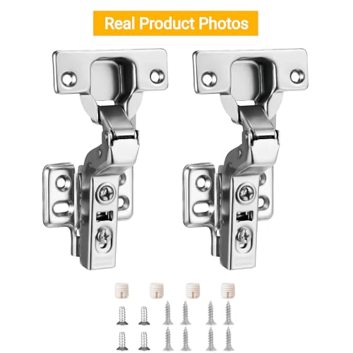 Luokim 10pcs Inset Cabinet Hinge Frameless Concealed Door Hinges European Soft Closing Four-Hole Mounting Plate Hinges Nickel Plated Finish - Image 5