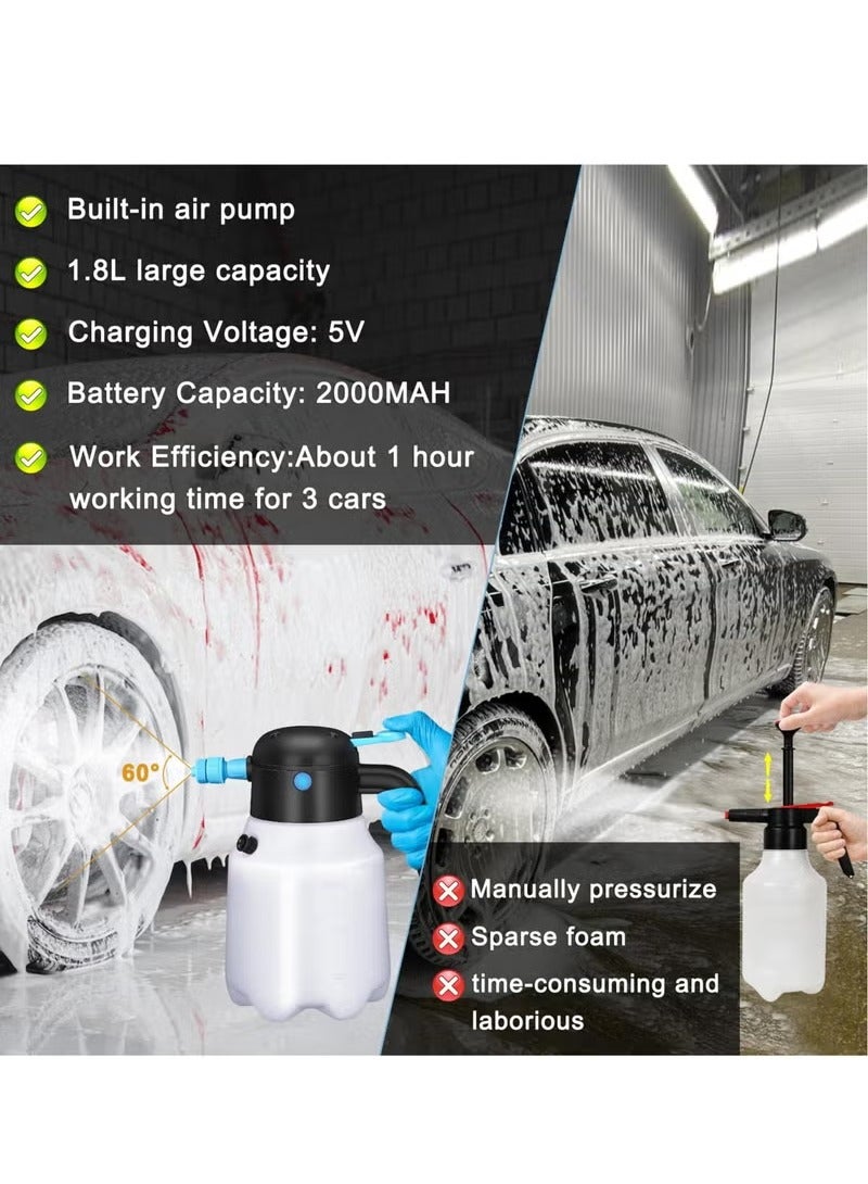 Y&D Foam Sprayer 1.8L Cordless Handheld Electric Pressurized Foam Sprayer, USB Rechargeable Battery Powered Foam Cannon, Foam Spray Bottle for Home, Garden, Car Washing & Cleaning - Image 4