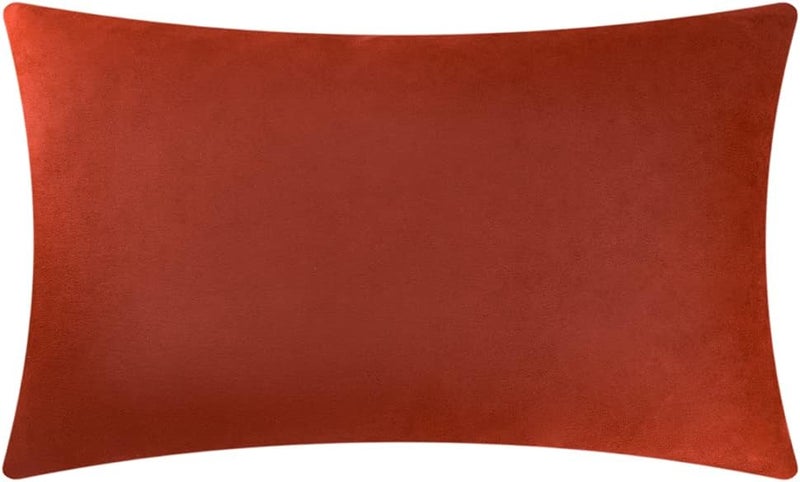 KINGROSE Handmade 3D Flower Soft Home Decorative Throw Pillow Case Rectangle Cushion Cover for Sofa Couch Chair Bed 12 x 20 Inches Solid Suede Rust Red - Image 2