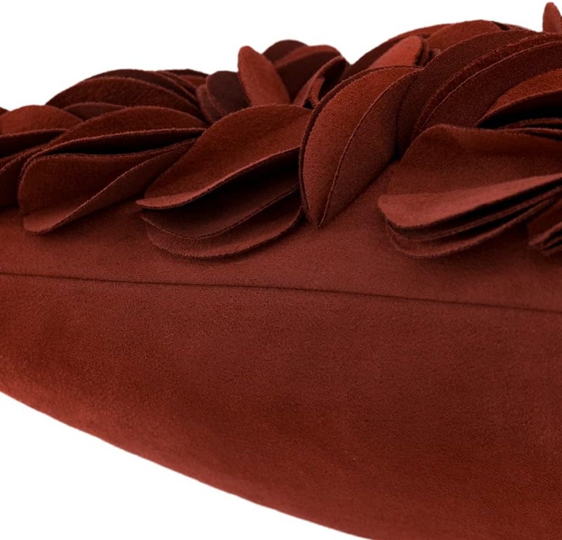 KINGROSE Handmade 3D Flower Soft Home Decorative Throw Pillow Case Rectangle Cushion Cover for Sofa Couch Chair Bed 12 x 20 Inches Solid Suede Rust Red - Image 4