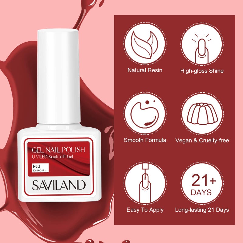 SAVILAND Gel Polish Set - 6 Colors 10ML Gel Nail Polish Christmas Red Black Gray Soak-off U V LED Nail Art Gel Polish Starter Set Vintage Color Collection for Gel Nail Salon DIY Home Gift Set - Image 4