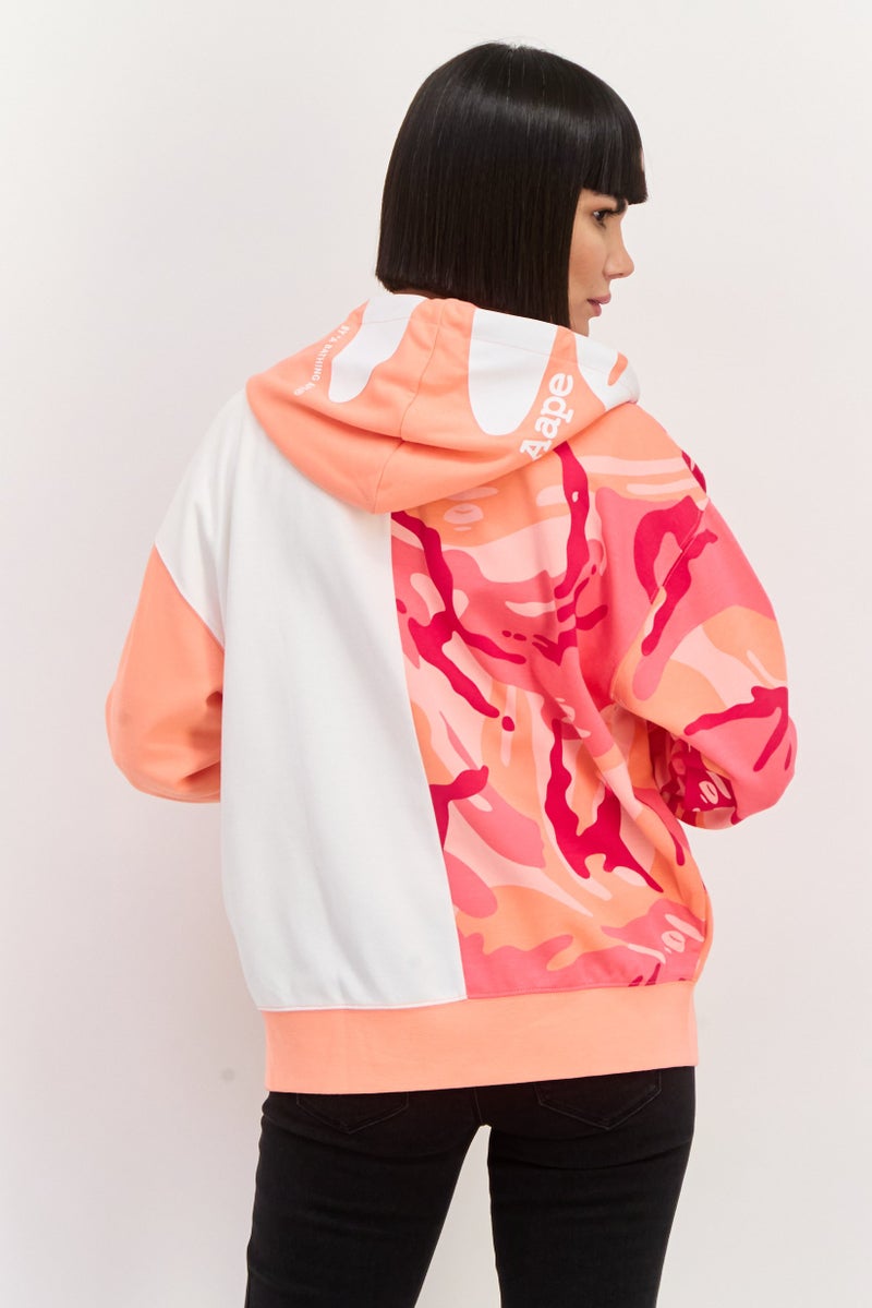 Aape By A Bathing Ape سويت شيرت بغطاء رأس بأكمام طويلة للنساء بشعار العلامة التجارية، أبيض - Image 3