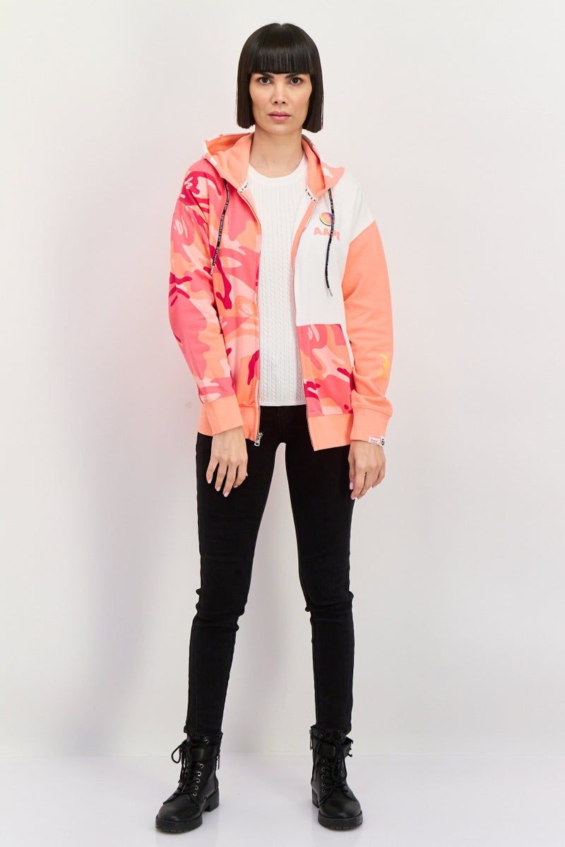 Aape By A Bathing Ape سويت شيرت بغطاء رأس بأكمام طويلة للنساء بشعار العلامة التجارية، أبيض - Image 2