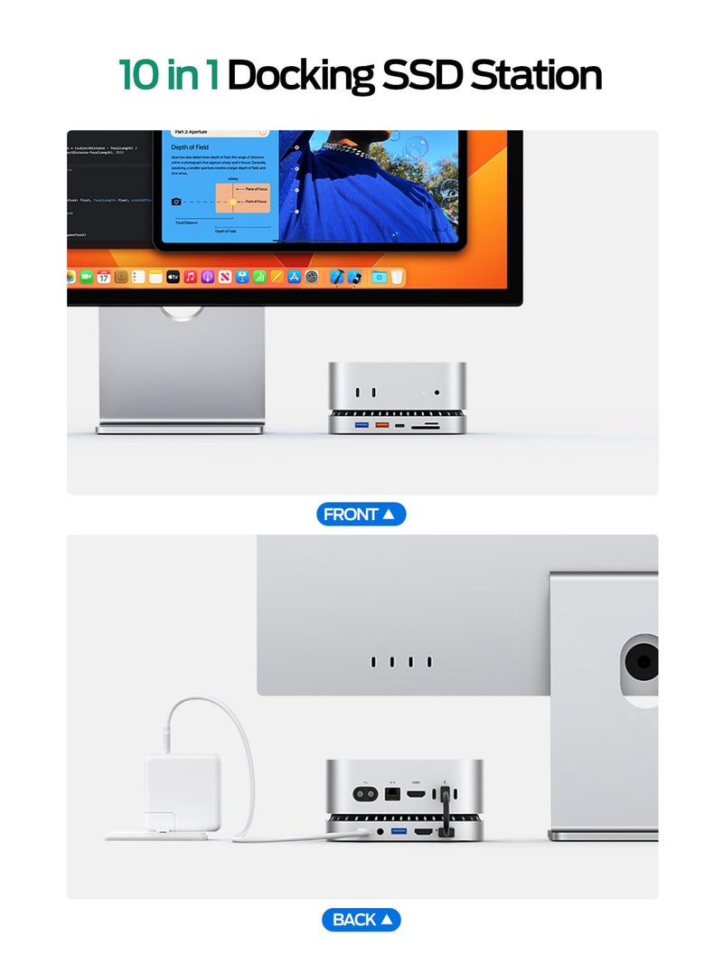 MOVESPEED MOVE SPEED mini M4 Dock Enclosure, 10 in 1 Aluminum Stand Hub, 10Gbps USB-C/A, 4K60Hz HDMI, SD/TF Reader, Space-Saving Vertical Design - Image 5