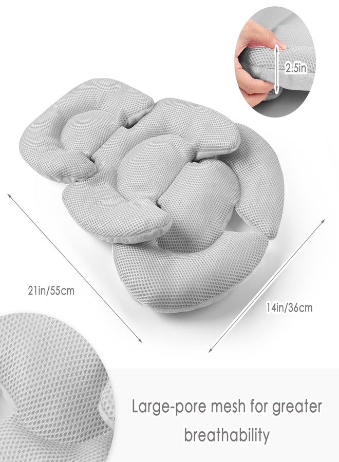 WINGHENLEE Infant Car Seat Insert for Newborn Girls Boys, Summer Mesh Baby Carseat Inserts with Strap Pads, Soft Reversible Baby Car Seat Insert Cushion Pad for Stroller, Bouncer, Swing, High Chair, Gray - Image 3