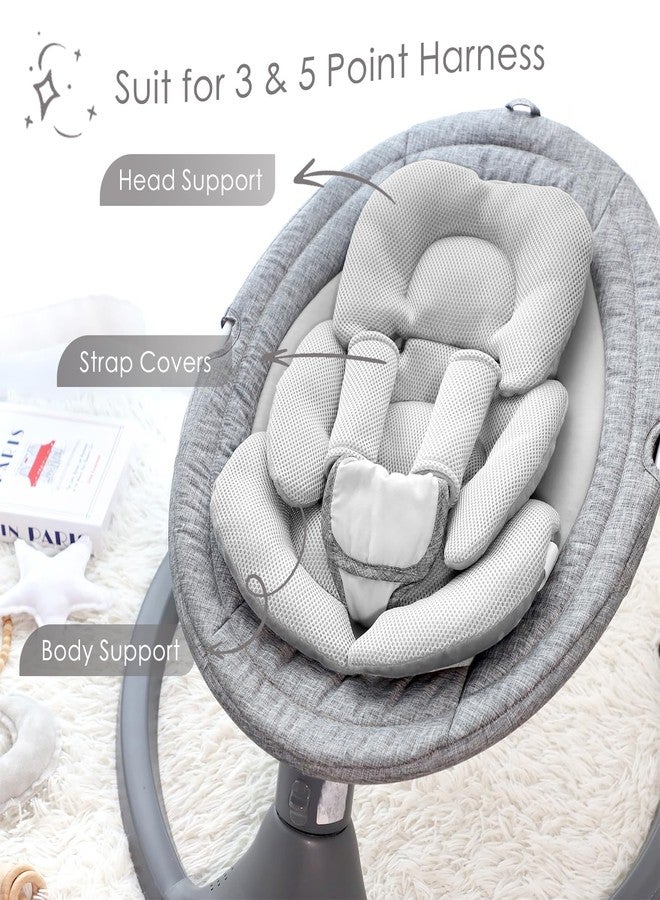 WINGHENLEE Infant Car Seat Insert for Newborn Girls Boys, Summer Mesh Baby Carseat Inserts with Strap Pads, Soft Reversible Baby Car Seat Insert Cushion Pad for Stroller, Bouncer, Swing, High Chair, Gray - Image 4