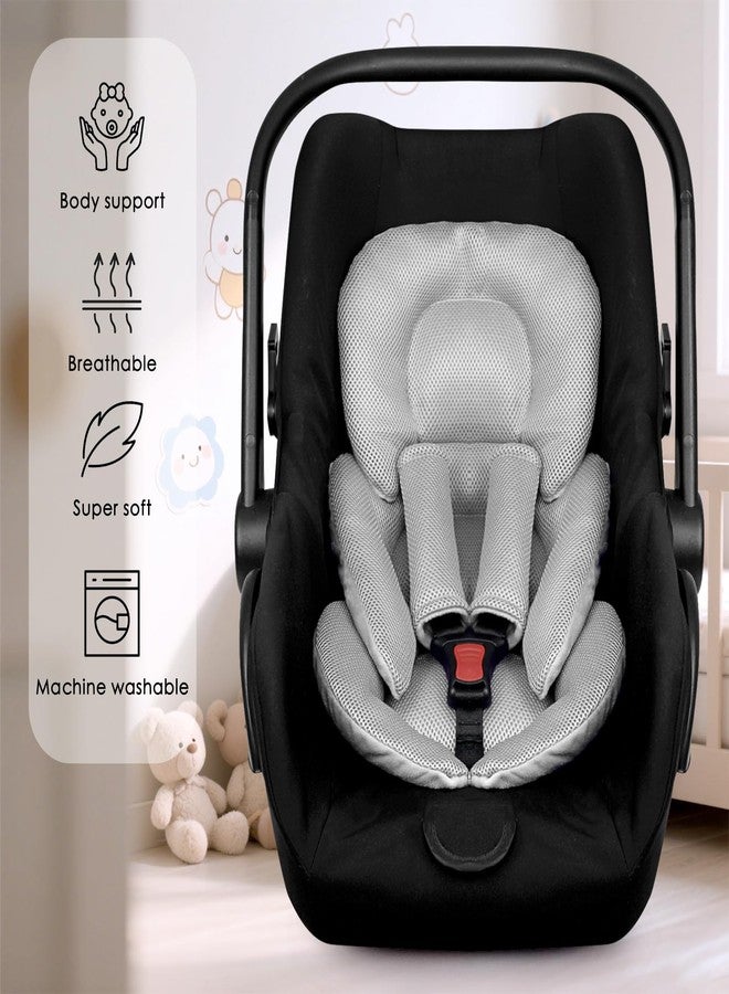 WINGHENLEE Infant Car Seat Insert for Newborn Girls Boys, Summer Mesh Baby Carseat Inserts with Strap Pads, Soft Reversible Baby Car Seat Insert Cushion Pad for Stroller, Bouncer, Swing, High Chair, Gray - Image 5