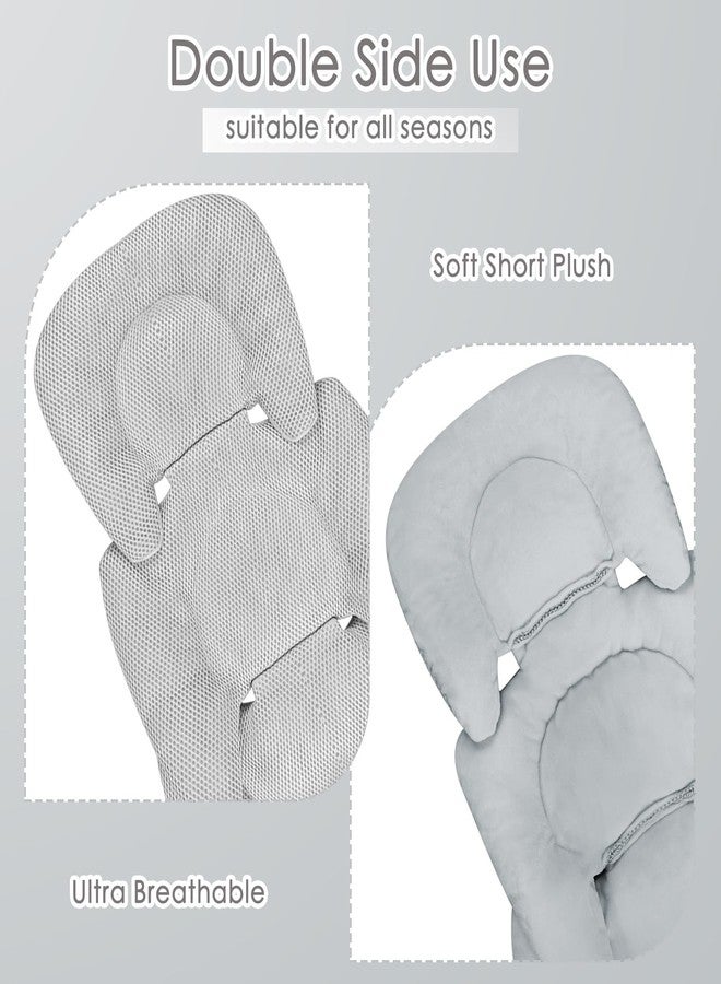 WINGHENLEE Infant Car Seat Insert for Newborn Girls Boys, Summer Mesh Baby Carseat Inserts with Strap Pads, Soft Reversible Baby Car Seat Insert Cushion Pad for Stroller, Bouncer, Swing, High Chair, Gray - Image 2