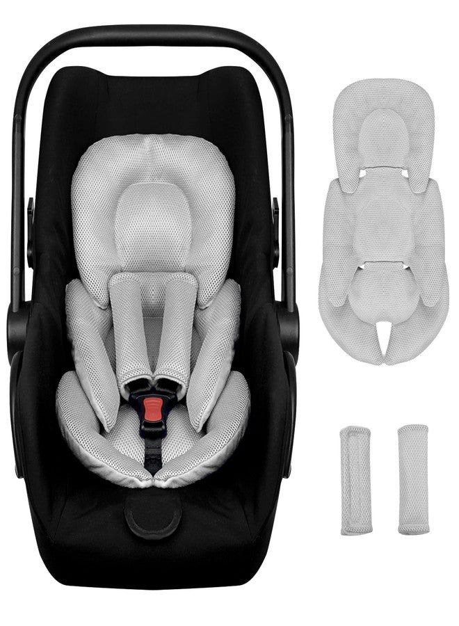 WINGHENLEE Infant Car Seat Insert for Newborn Girls Boys, Summer Mesh Baby Carseat Inserts with Strap Pads, Soft Reversible Baby Car Seat Insert Cushion Pad for Stroller, Bouncer, Swing, High Chair, Gray - Image 1