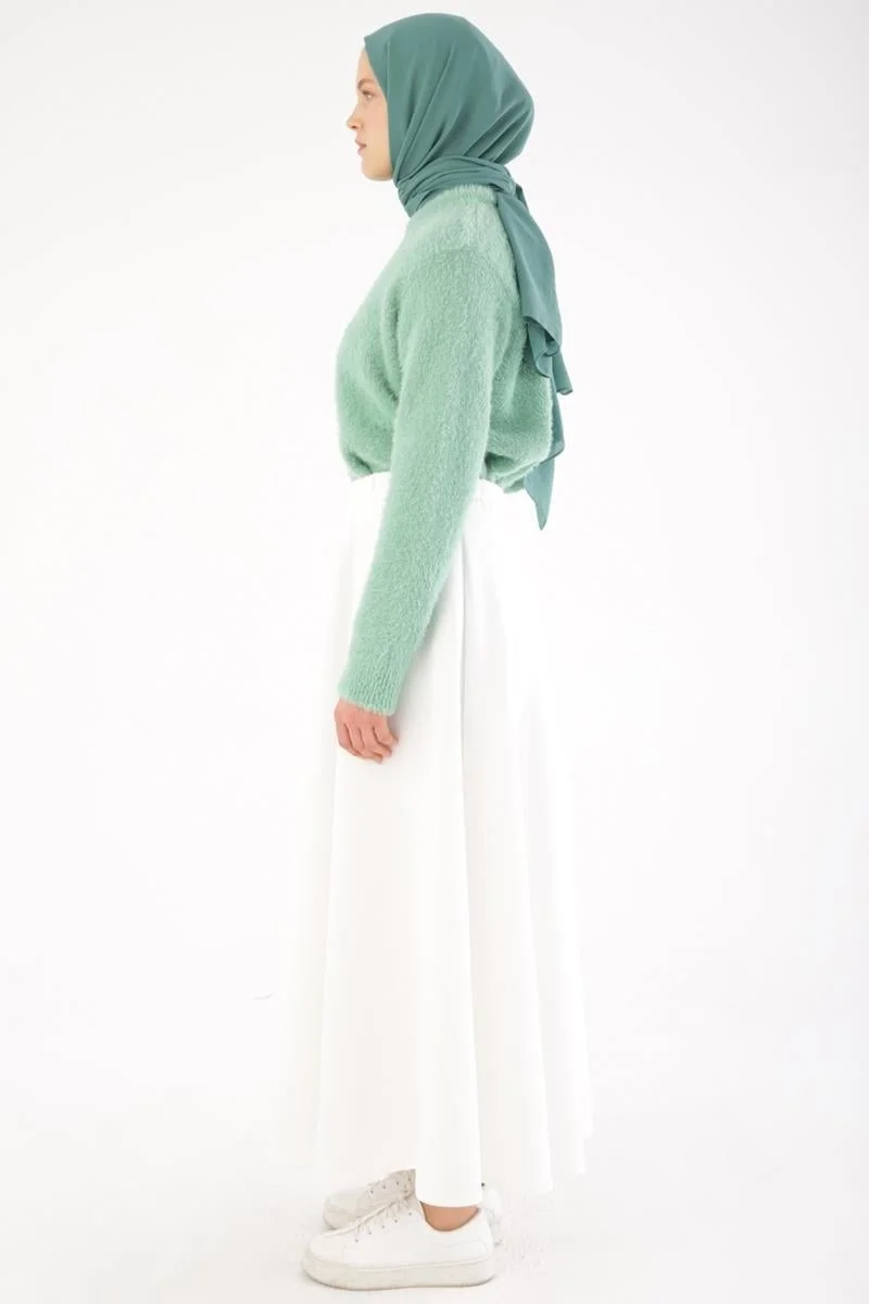 Allday White-Elastic Waist Scuba Flared Skirt