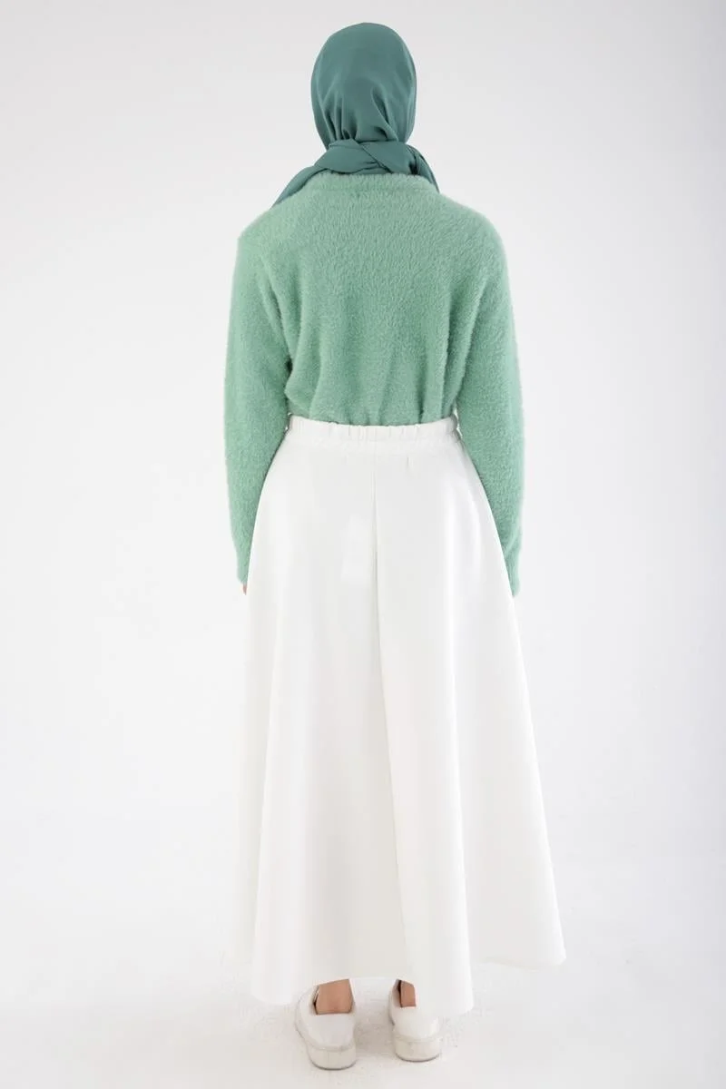 Allday White-Elastic Waist Scuba Flared Skirt
