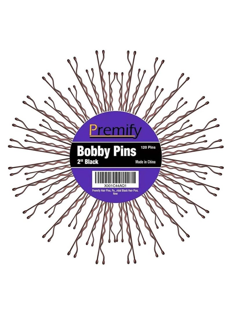 Premify 120 Pcs Bobby Pins in Plastic Box, Brown Color Hair Grips, Hair Pins for Women (5.5cm / 2 Inches), Ideal For All Hair Types  - Image 5