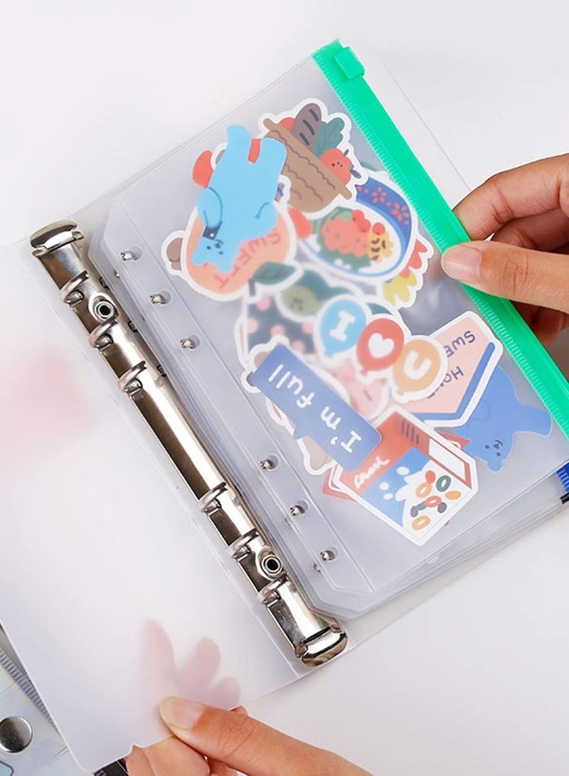 Generic 12pcs Binder Pockets A6 Size Multicolor Zipper Folders for 6-Ring Binder Notebook Loose Leaf Bags, Waterproof PVC Pouch Document Filing Bags  - Image 3