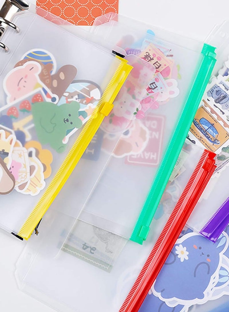 Generic 12pcs Binder Pockets A6 Size Multicolor Zipper Folders for 6-Ring Binder Notebook Loose Leaf Bags, Waterproof PVC Pouch Document Filing Bags  - Image 5