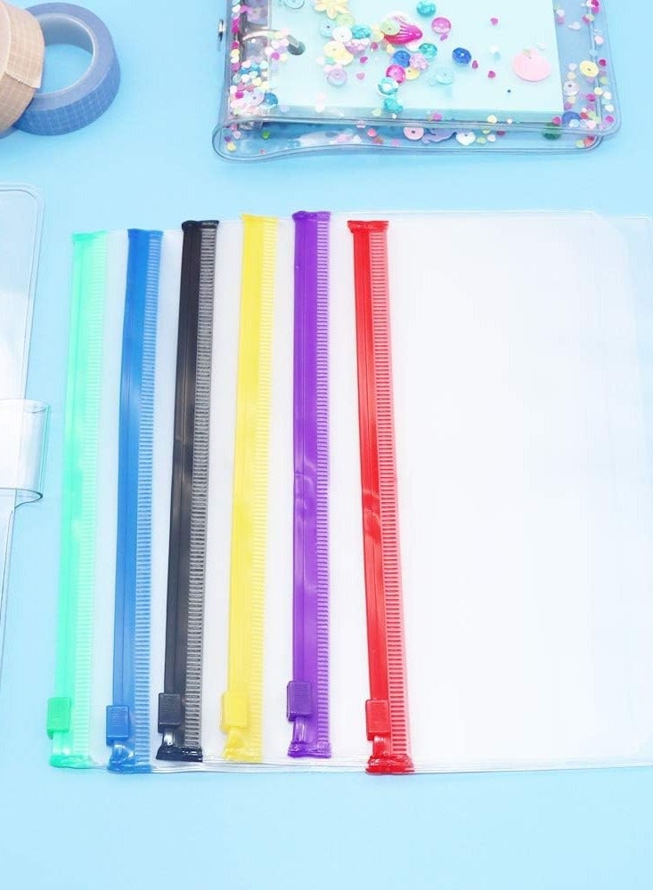 Generic 12pcs Binder Pockets A6 Size Multicolor Zipper Folders for 6-Ring Binder Notebook Loose Leaf Bags, Waterproof PVC Pouch Document Filing Bags  - Image 4
