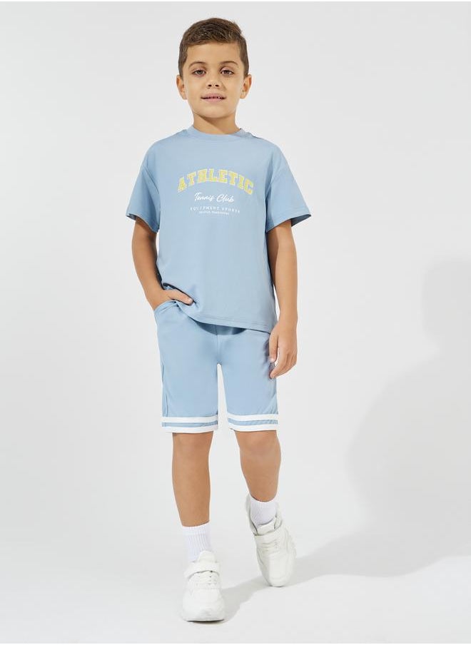 Styli Slogan Print Oversized T-Shirt & Shorts Set  - Image 1