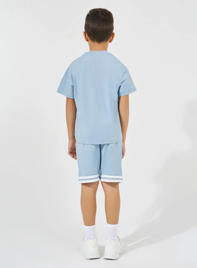Styli Slogan Print Oversized T-Shirt & Shorts Set