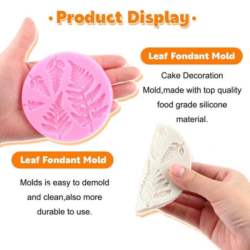 RFGHAC Tree Leaf Silicone Mold Fern Leaves Fondant Molds Fern Mold For Cake Decorating Cupcake Topper Candy Chocolate Gum Paste Polymer Clay Set Of 4 - Image 3