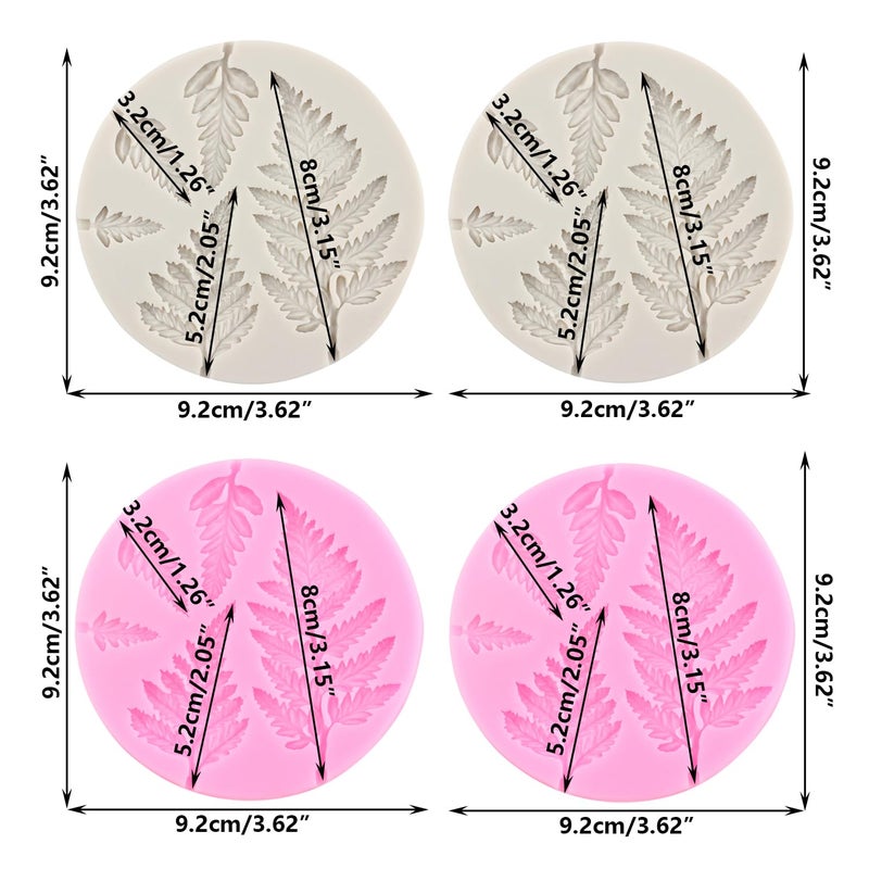 RFGHAC Tree Leaf Silicone Mold Fern Leaves Fondant Molds Fern Mold For Cake Decorating Cupcake Topper Candy Chocolate Gum Paste Polymer Clay Set Of 4 - Image 2
