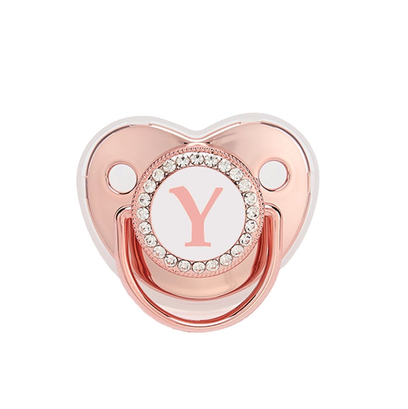 direct selling baby 26 letters rose gold soothing pacifier weaning artifact baby soothing play mouth with lid - Image 1