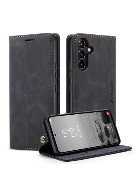 for Samsung Galaxy A56 5G Phone Case, Leather Wallet Phone Case, Flip Fold Phone Case with Card Slots and Magnetic Closure, Shockproof and Anti-collision Phone Protective Case (Black)