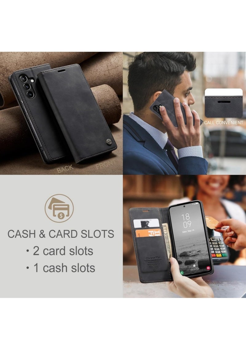Aookay - for Samsung Galaxy A56 5G Phone Case, Leather Wallet Phone Case, Flip Fold Phone Case with Card Slots and Magnetic Closure, Shockproof and Anti-collision Phone Protective Case (Black) - Image 1