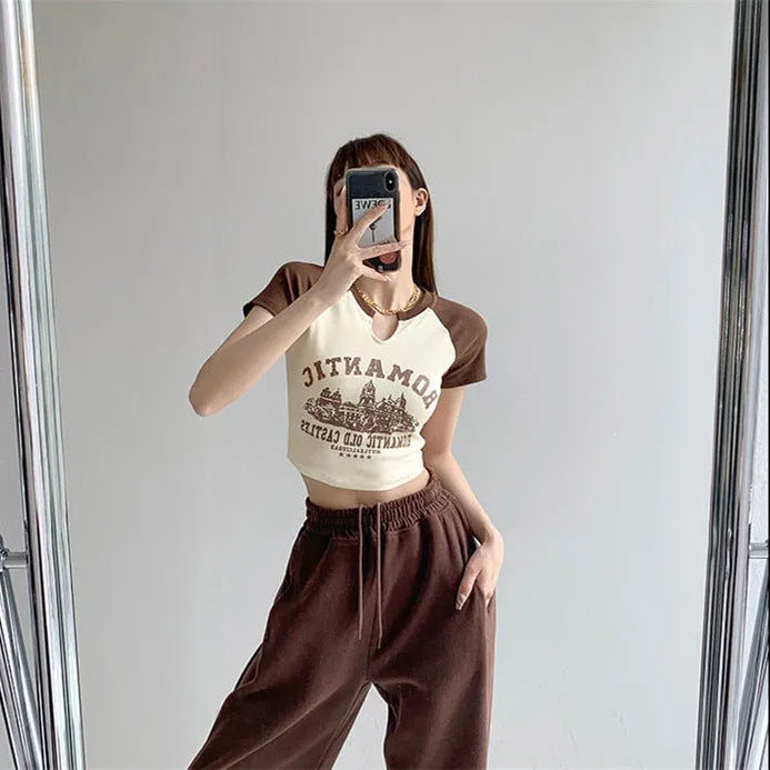 Unique Retro Short Top American Chic Hong Kong Style Sweet Spicy Girl Short-Sleeve T-Shirt For Women Summer With A Sense Of Design Niche - Image 4