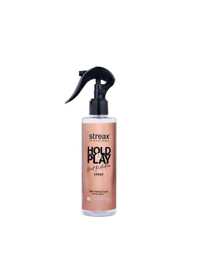 Streax Professional Hold & Play Heat Protection Spray For Hair -200 Ml, Hair Styling Spray For Women & Men, Heat Protectant Spray For Hair Upto 250°C & 2X Less Hair Breakage - Image 1
