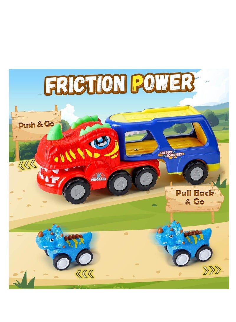 Beauenty Dinosaur Car Toys for Kids, 5-in-1 Dinosaur Vehicle Trucks Toys with Sounds  Lights, Transporter Toys Birthday Gift for Kids Age 3+ - Image 4