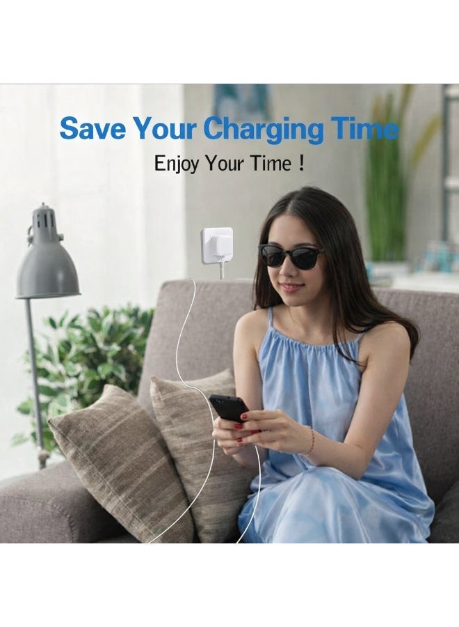 eCares® 20W USB-C Fast Charger with 1M USB-C to USB-C Cable, PD Type-C Wall Adapter UK 3-Pin Plug with Braided Charging Cord, Compatible with iPhone 15/16/17, Samsung Galaxy, iPad & More. - Image 5