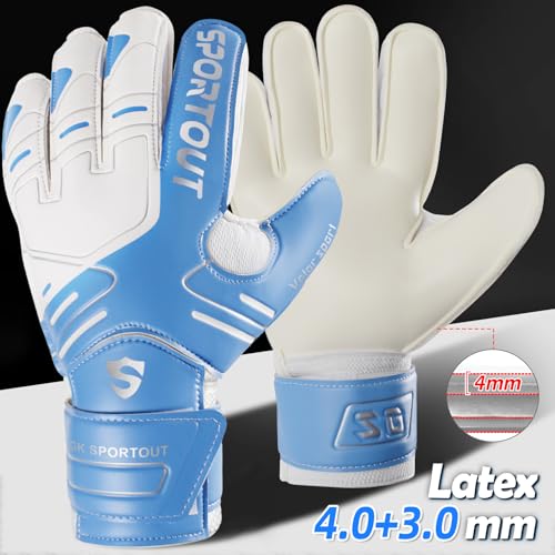Sportout Youth&Adult Goalie Goalkeeper Gloves,Strong Grip for The Toughest Saves, with Finger Spines to Give Splendid Protection to Prevent Injuries,3 Colors (Blue, 7) - Image 2