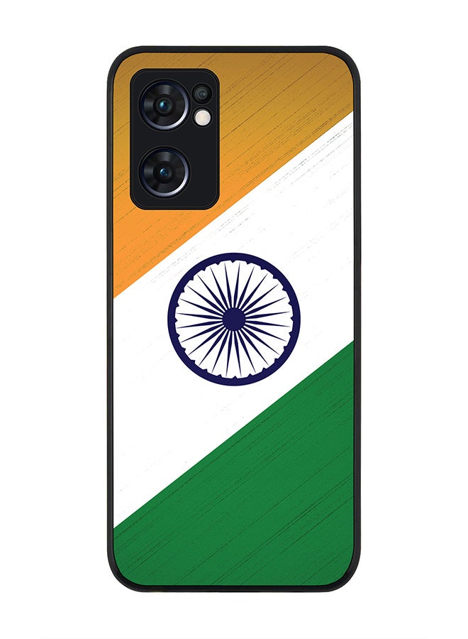 Stylizedd Rugged Black edge case for Oppo Find X5 Lite, Slim fit Soft Case Flexible Cover - Flag Of India - Image 1