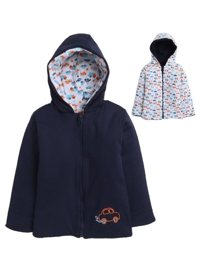 Magic Town Unisex Full Sleeves Reversible Hooded Winter Jacket Baby Boys And Girls (18-24 Months, Navy Blue) - Image 1