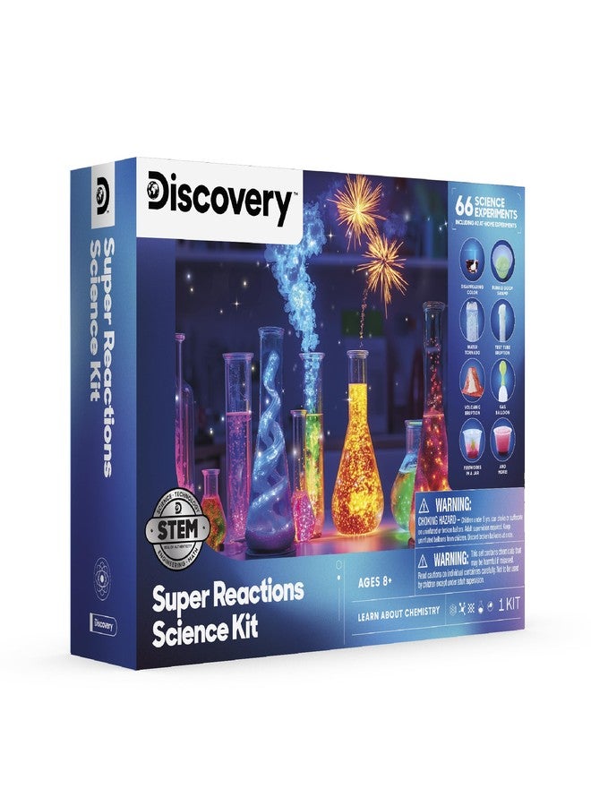 Discovery Kids Discovery™ Super Reactions Science Kit - 66 Experiments STEM Lab for Kids| Includes Chemistry Tools, Volcano Mold, Slime, Reactions & Explosions|Educational Learning Toy|DIY Activity Set Gift| Ages 8+ - Image 1