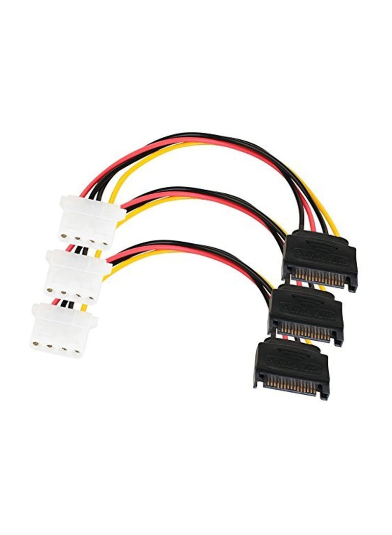 غنافوتو 3 حزم 20 سم SATA 15 سنًا ذكر إلى 4 سنًا Molex أنثى طاقة، محول كابل مقسم محرك أقراص صلبة HDD SSD - Image 1