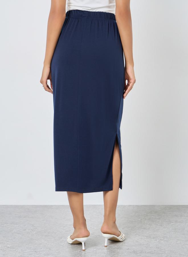 تايك تو تنورة ميدي سادة بشق جانبي - Image 4