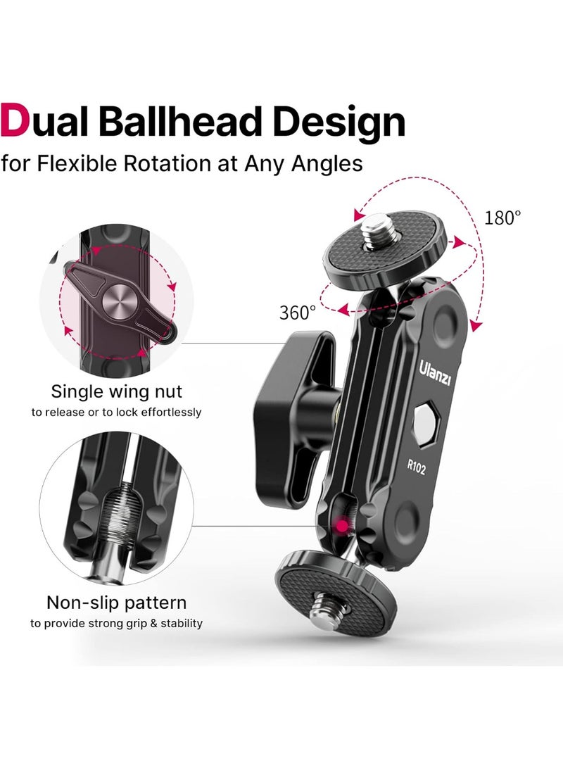 ULANZI Magic Arm with Double Ballhead 1/4" Screw, Compatible with Universal Monitor Mount for Camera, Video Shooting Photography Accessories Microphone Fill Light Bracket - Image 3
