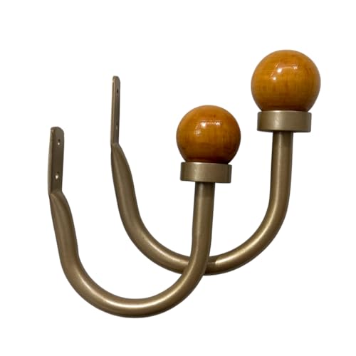 Colornest 2 Pcs Curtain Holdbacks | Metal Curtain Tiebacks with Wooden Ball Finials | Decorative Wall Mounted Drapery Holdback for Living Room, Bedroom – Silver - Image 4