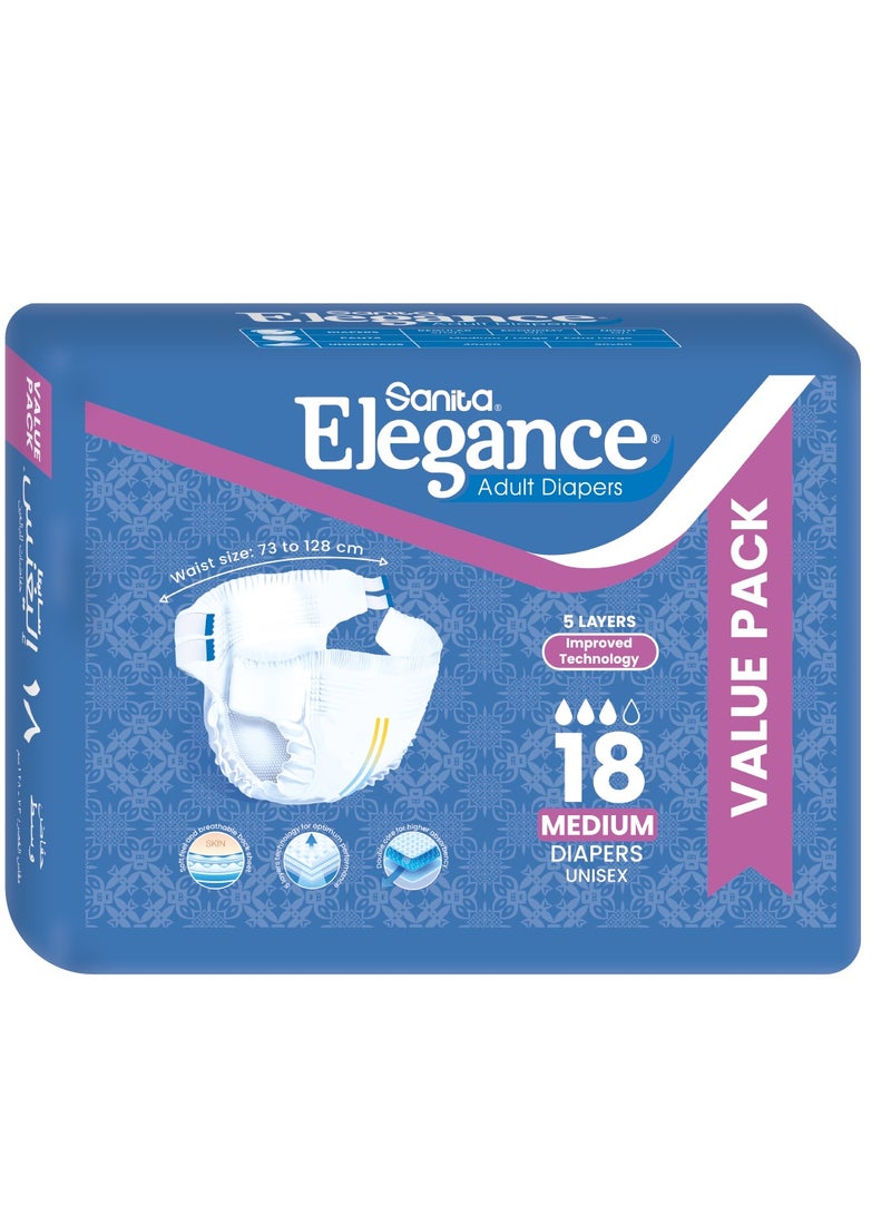 Sanita Elegance ADULT DIAPERS 18 DIAPERS MEDIUM