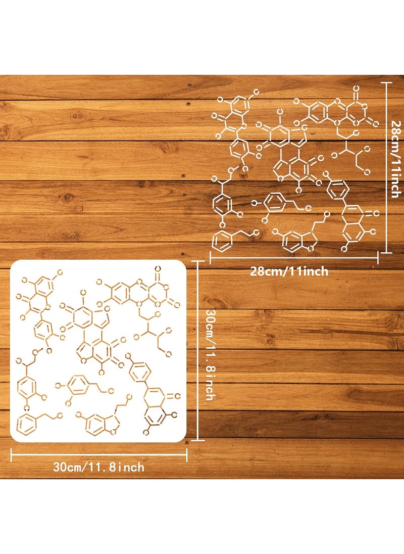 FINGERINSPIRE - FINGERINSPIRE Chemical Structure Stencil 11.8x11.8inch Reusable Organic Chemistry Stencil for Wood Canvas Fabric DIY Painting - Image 1
