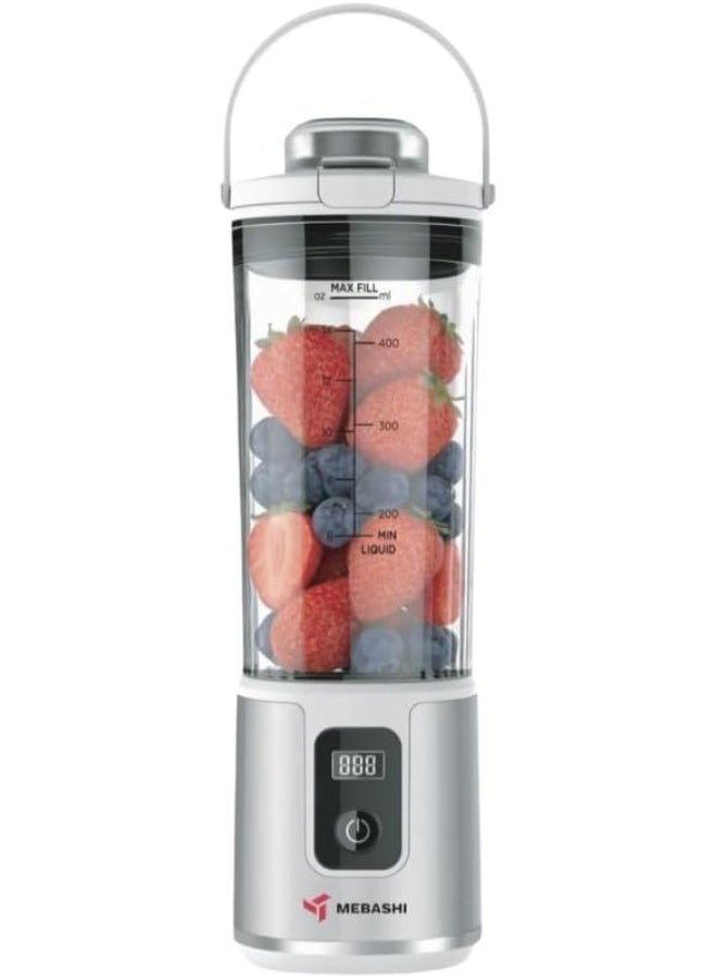 MEBASHI Portable Blender 450ml Rechargeable Personal Smoothie Maker, 100W USB Type-C Blender with Titanium Blades, Powerful 540 Motor, Travel Juicer Cup for Shakes, Protein Drinks & Fruits (Silver) - Image 1
