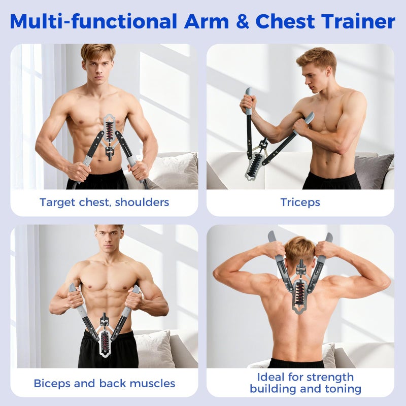 DERACY Chest Workout Equipment, Adjustable Forearm Strengthener, Carbon Steel Forearm Exerciser, Twister Arm Trainer, Chest Trainer for Men Women (Regular Size) - Image 2