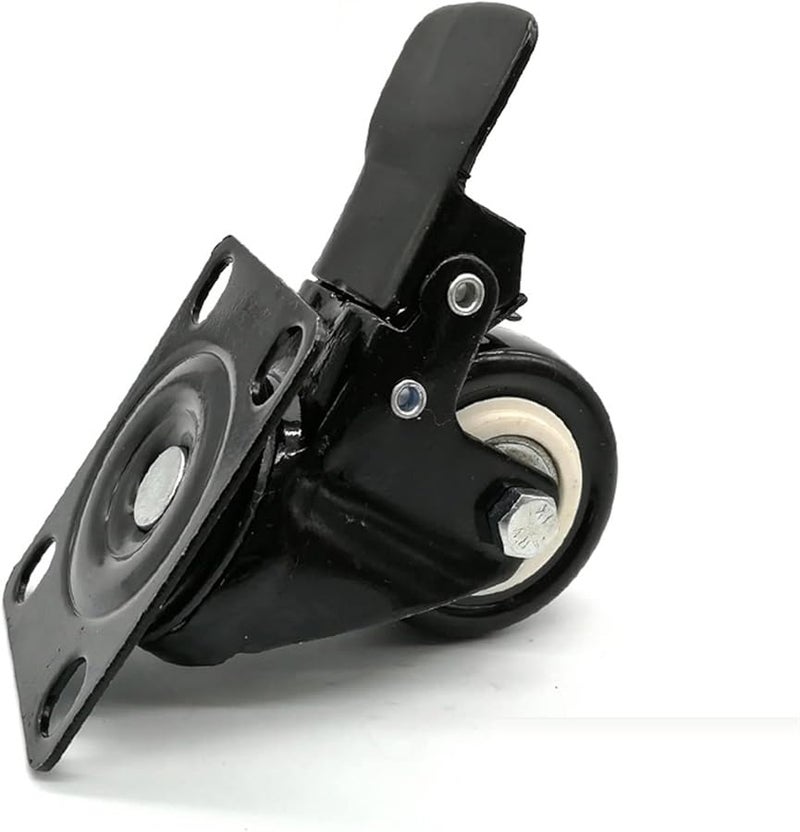 2 قطعة 1.5 بوصة عجلات كاستر صامتة من البولي يوريثان مع فرامل لعربات الأثاث ومعدات الصناعة - Image 5