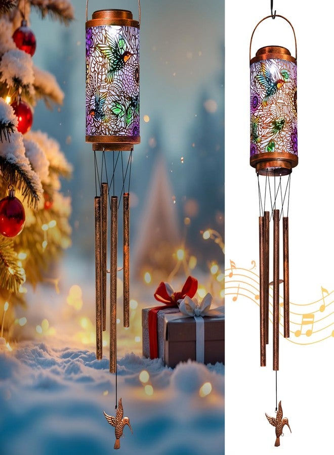 Go2garden Hummingbird Solar Wind Chimes for Outside, Solar Lanterns Outdoor Decorative Metal Hanging Lights Waterproof for Garden, Patio, Yard, (1Pack) - Image 1