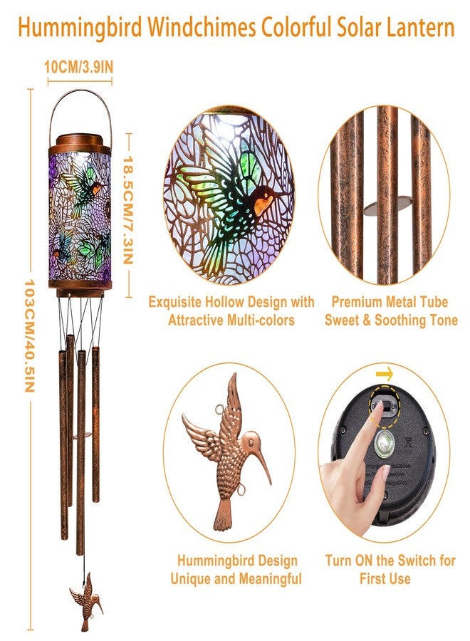 Go2garden Hummingbird Solar Wind Chimes for Outside, Solar Lanterns Outdoor Decorative Metal Hanging Lights Waterproof for Garden, Patio, Yard, (1Pack) - Image 5
