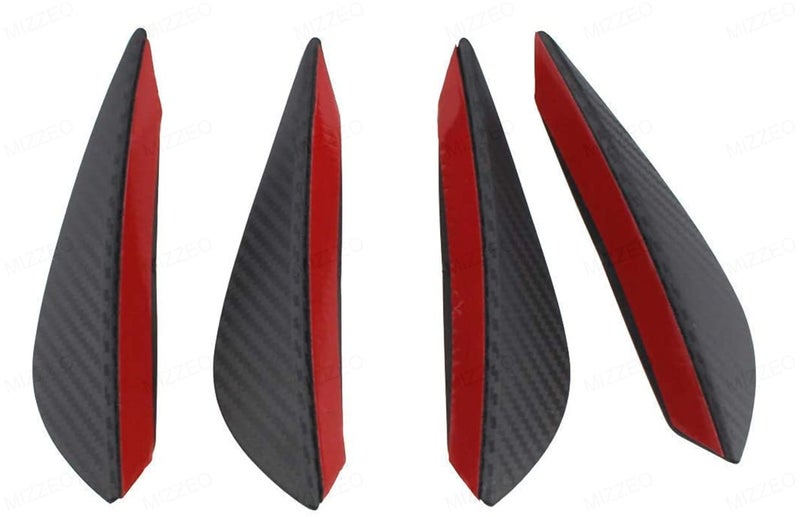 MIZZEO Pack of 4 Universal Car Front Bumper Lip Splitter Rubber Fins Spoiler Kit for Car Body Anti-Collision Strip Decoration Carbon Black Compatible with Tata Punch (2021) - Image 2