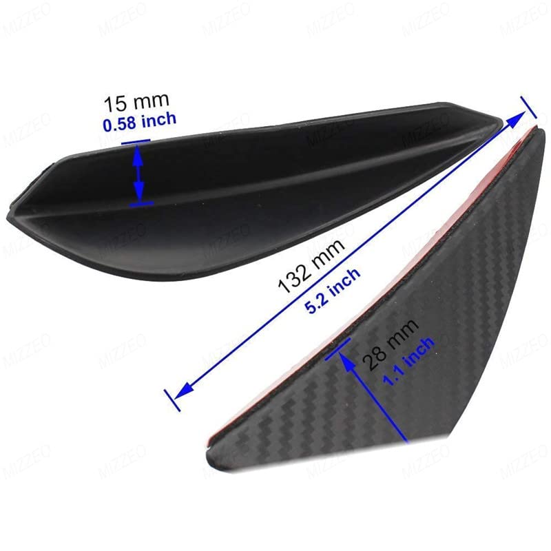 MIZZEO Pack of 4 Universal Car Front Bumper Lip Splitter Rubber Fins Spoiler Kit for Car Body Anti-Collision Strip Decoration Carbon Black Compatible with Tata Punch (2021) - Image 4