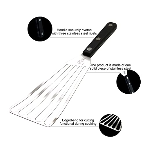 WALLFARM Fish Spatula - Pro-Grade Slotted Kitchen Turner - Stainless Steel - Long, Thin Metal Spatula for Flipping Delicate Foods, Fish, Eggs, Veggies - Perfect for Grilling, Frying, Griddle - 11" - Image 2