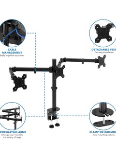 بيوينتي NEW Triple Monitor Desk Mount – 3 Screen Stand with Clamp  Grommet Base, Fits 24  - Image 3