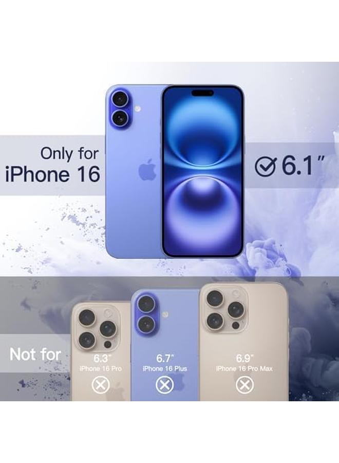 جي تيك جراب مغناطيسي لهاتف Iphone 16 6.1 بوصة متوافق مع Magsafe غطاء ممتص للصدمات للهاتف بلون سادة غير لامع إطار من مادة TPU مضاد للخدش وظهر شفاف أزرق داكن - Image 2